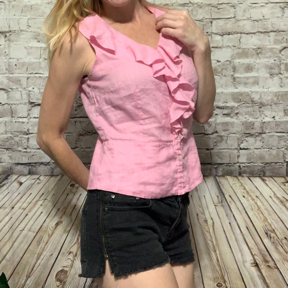 ‼️HAROLDS LINEN Ruffle Tank 2‼️ - Picture 4 of 8
